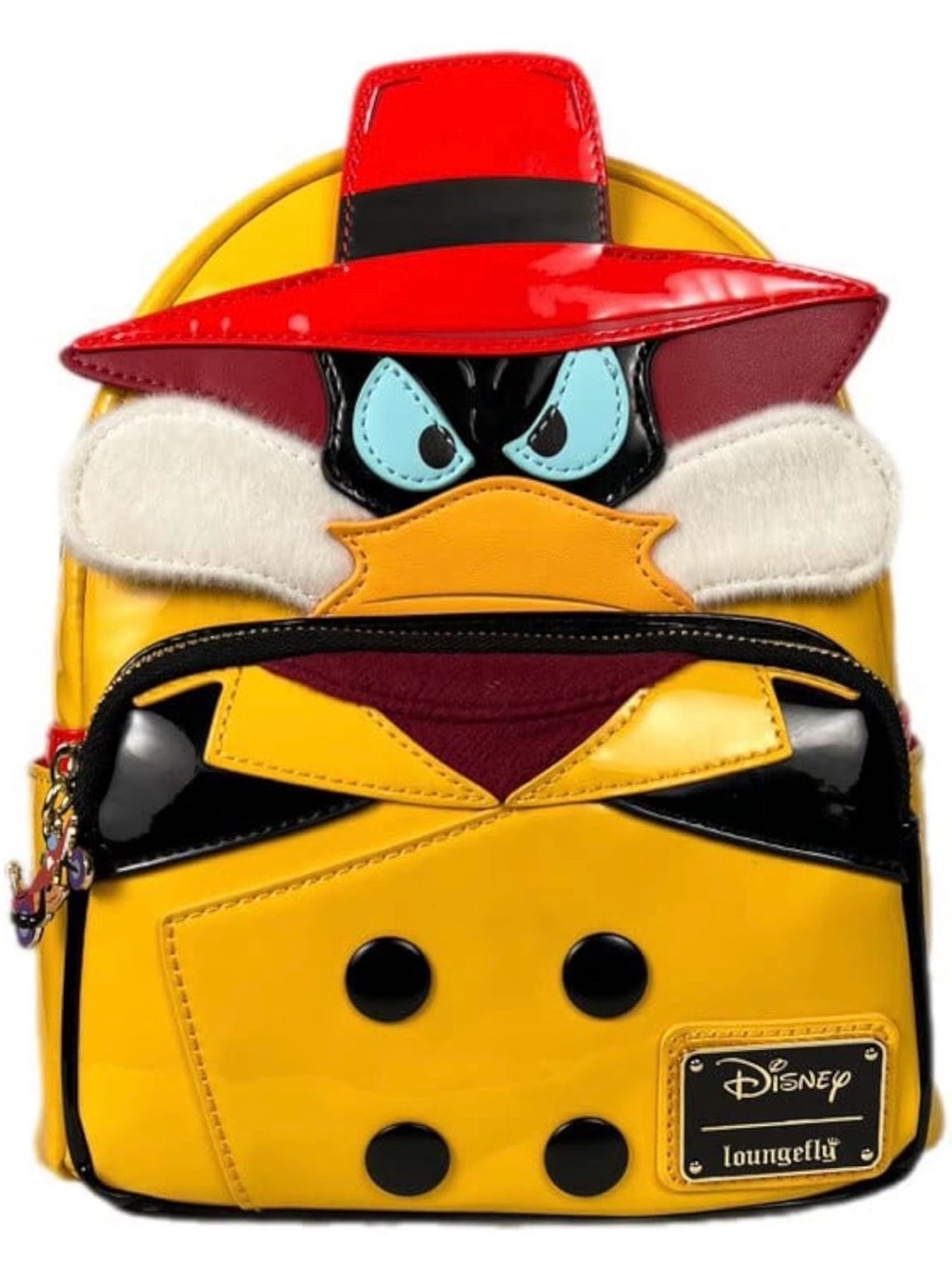 Loungefly Yellow Darkwing Duck Kids Backpack with Red Hat and Blue Eyes
